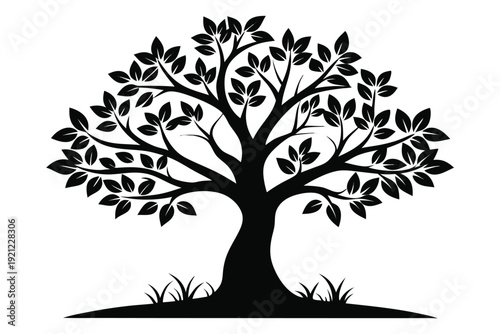 Nature Inspired Black and White Vector Illustration of a Growing Tree for Business Success Concepts