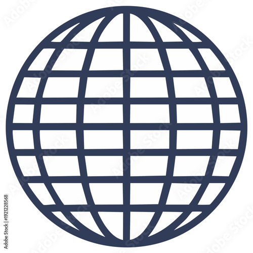 Stylized Globe Icon Mesh Network World Geography Web Design Flat Graphic