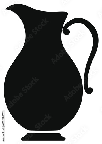 Classic black silhouette of a traditional liquid serving pitcher or jug graphic element