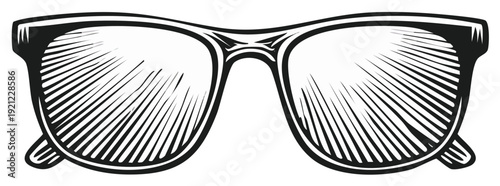 Engraved illustration of vintage sunglasses.
