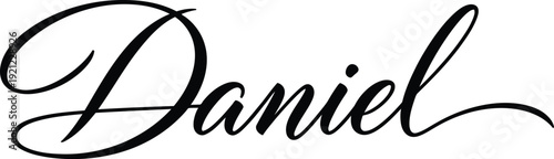 The elegant name Daniel written in black cursive font on a white background