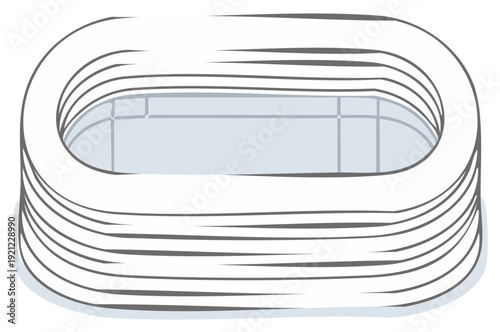 Vector Illustration of an Empty Oval Sports Stadium or Arena with Tiered Seating