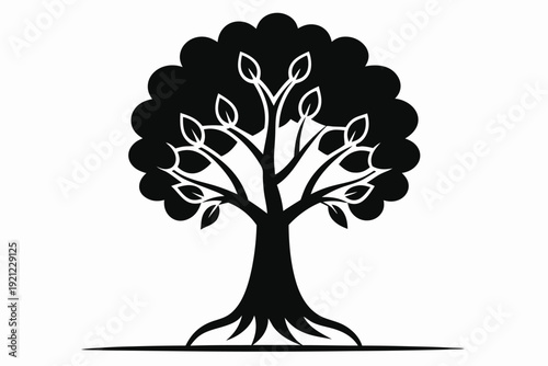 Clean Black and White Vector Drawing of a Tree Growing Steps Symbolizing Achievement and Ambition