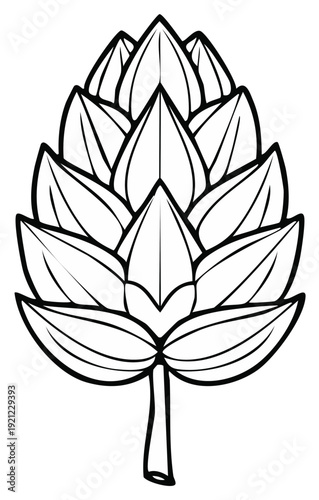 Stylized Hop Cone Line Art Botanical Illustration Craft Resource Template