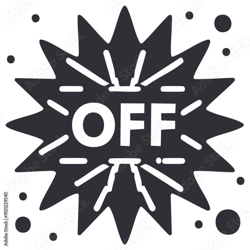 Sale Off Announcement Graphic with Spiky Burst and White Text