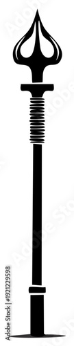 Elegant Ornamental Staff or Scepter in Silhouette with Stylized Finial Design Element