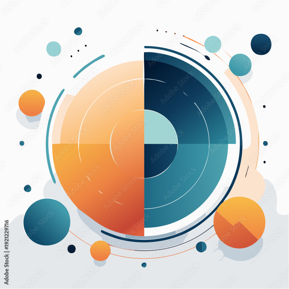 Obraz premium Abstract Data Visualization Concept with Duality and Circular Elements - Modern Graphic Design for Analytics and Performance