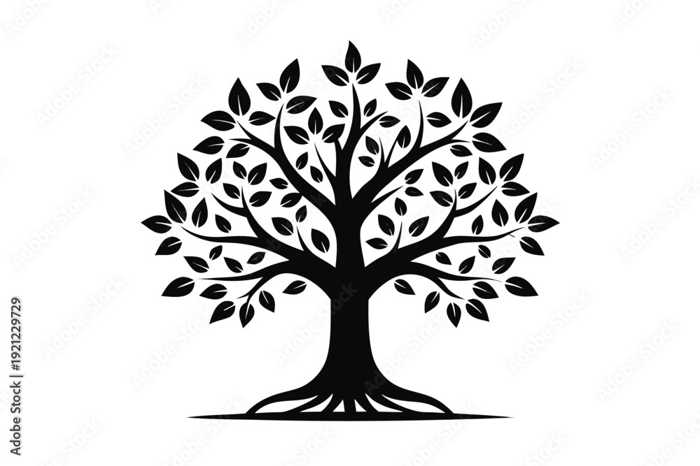 Fototapeta premium Elegant Black and White Tree Icon for Coaching and Personal Growth Metaphor
