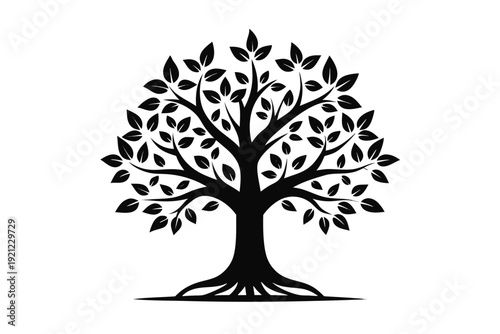 Elegant Black and White Tree Icon for Coaching and Personal Growth Metaphor