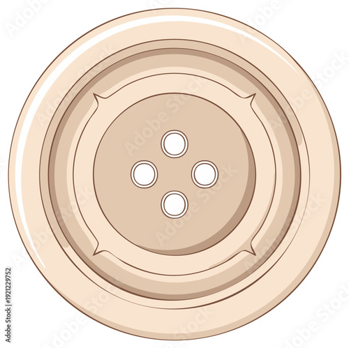Detailed illustration of a neutral colored sew-through button with a four-hole design