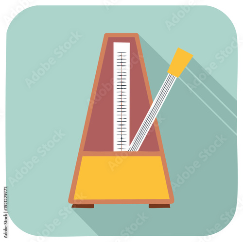 Vintage metronome flat design icon with long shadow for music rhythm