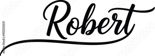 A elegant black cursive logo with the name Robert on a white background