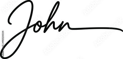 A simple black signature of the name John on a white background