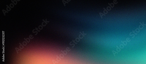 Abstract Dark Film Grain Background with Neon Teal and Red Gradient, Wide Cinematic Noisy Texture Overlay on Black, Retro Lo-fi Aesthetic Wallpaper