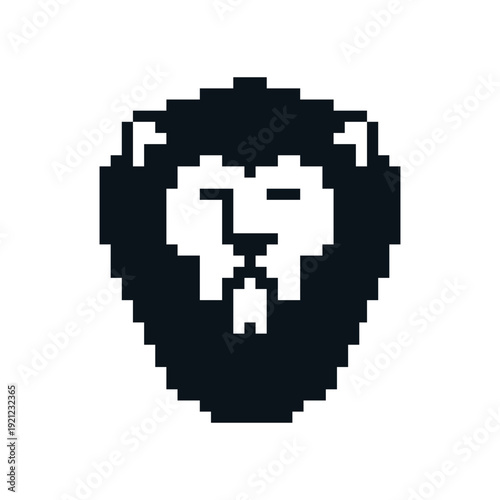 pixel detail of lion head with bushy hair logo vector
