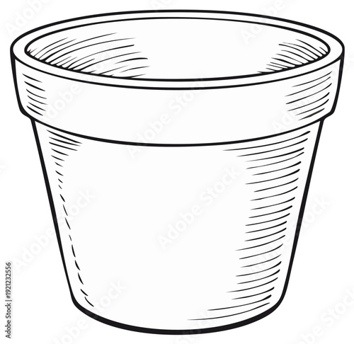 Illustration of an empty terracotta flower pot, hand-drawn style