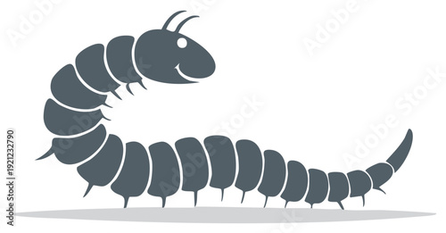 Cartoon caterpillar character in a happy pose on a white surface