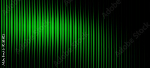 Dark green neon gradient ribbed glass. Vector ribbed glass texture background. Mesh gradient. acrylic ribbed bath surface. Reeded glass background semitransparent overlay. Bath wall window