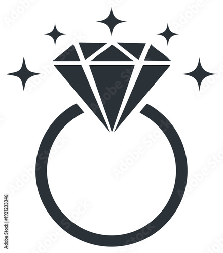 Sparkling diamond engagement ring icon symbolizing love and commitment