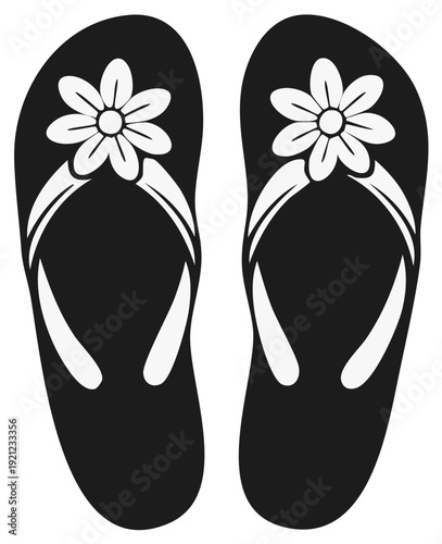 Black and White Flip Flops with Daisy Flowers Relaxed Summer Footwear
