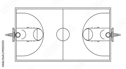 Wallpaper Mural Hand drawn artistic sketch of a basketball court layout Torontodigital.ca