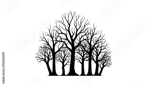 Dead Trees Silhouette Vector Illustration on White Background for Seasonal and Environmental Themes