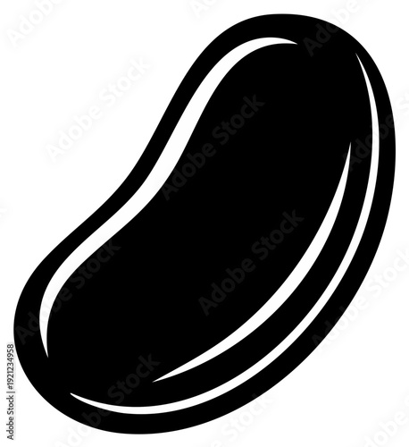 Bold Black Jelly Bean Graphic with Highlighted Edges