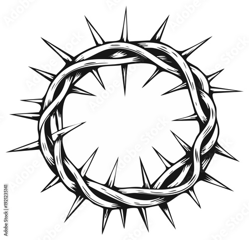 Intricate thorny crown of woven branches symbolizing sacrifice and suffering