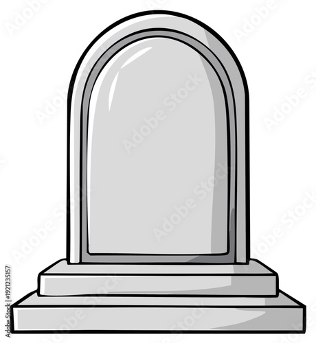 Simple Rounded Arch Tombstone Monument with Stone Base