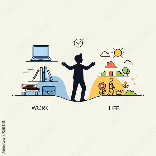 Work-Life Balance Concept with Person Balancing Career and Personal Life.