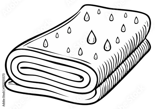 Vector illustration of a rolled up, wet towel after a shower or bath