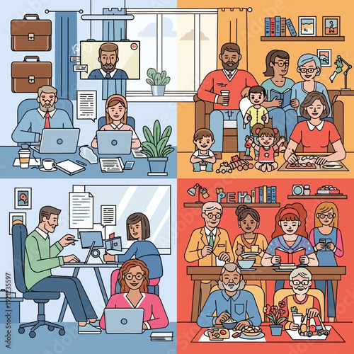 Work life balance and family time concept.