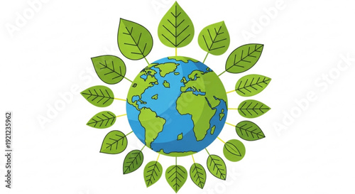 Earth surrounded by green leaves symbolizing eco friendly and environmental conservation