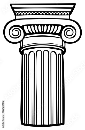 Classic Ionic Column architectural element with detailed volutes and fluting