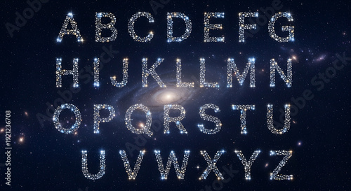 Wallpaper Mural Alphabet letters formed by stars and cosmic constellations Torontodigital.ca
