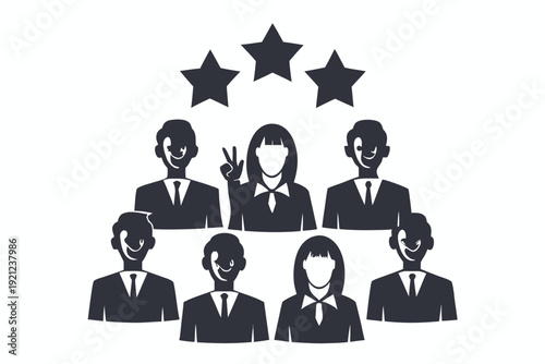 Group of People Silhouettes Representing Customer Base and Targeted Marketing Audience Statistics
