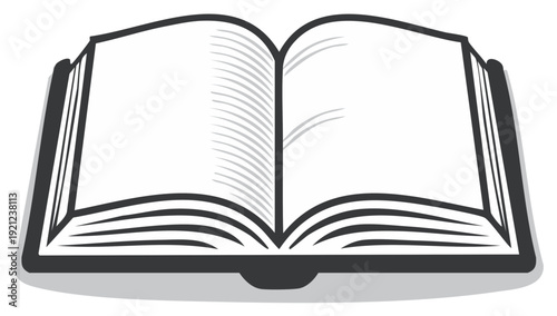 Open book illustration graphic black and white pages book cover knowledge reading education literature learning