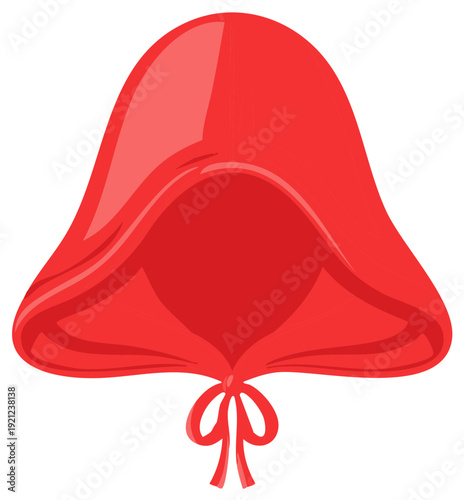 Red Riding Hood's cloak, cartoon style illustration of fairytale hood, simple shape and design for kids and fairy tales