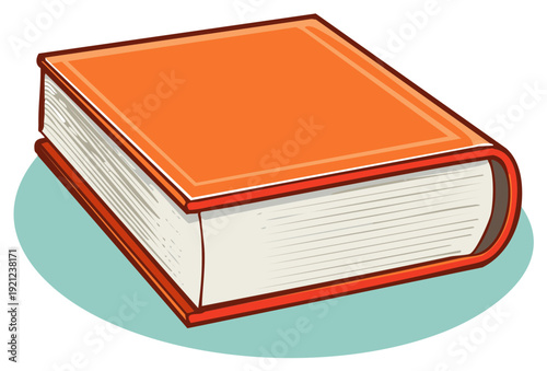 Simple Illustration of a Closed Hardcover Book with an Orange Cover