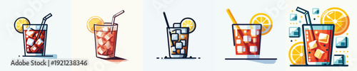 Vector of iced lemon tea