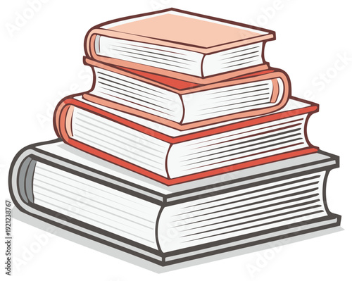 Stack of Open Books with Red Covers and White Pages