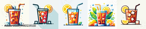 Vector of iced lemon tea