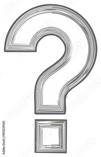 Question Mark Sketch: Gray Hand-Drawn Outline Symbol for Queries and Uncertainty Concepts