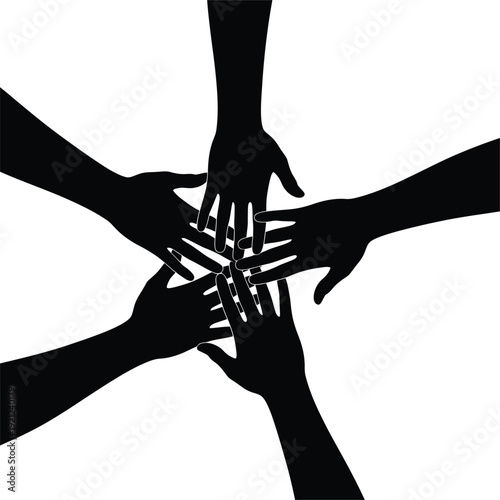 Interconnected hands in unity and support