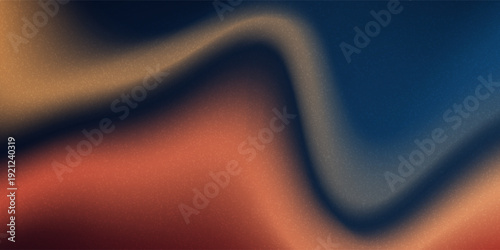 Dark blue orange red grainy texture background abstract vibrant color wave shape black backdrop noisy wide banner header design
