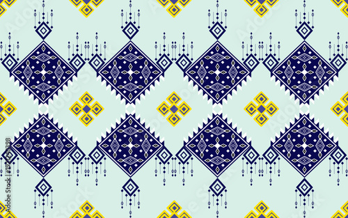 Geometric textile pattern: An eye-catching pattern design featuring intricate geometric shapes, evoking a sense of artistic elegance and cultural heritage.
