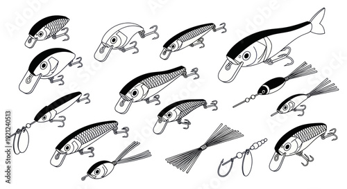 Fishing Lures Collection - Hand Drawn Illustration
