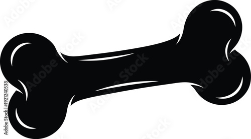 A black bone shaped object on a white background