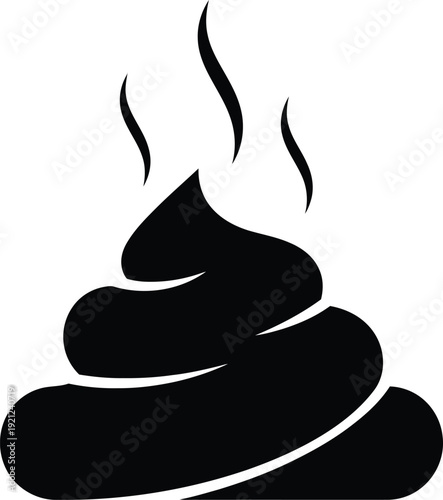 A black silhouette of a pile of poop with smoke rising