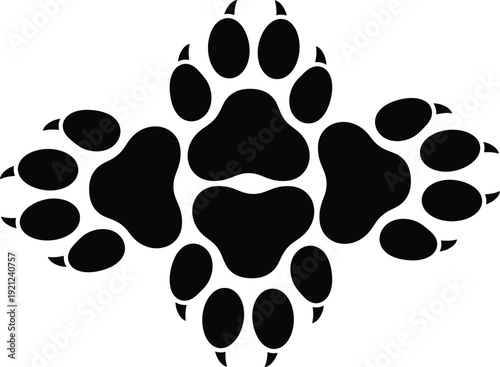 Black silhouette of a large animal paw print